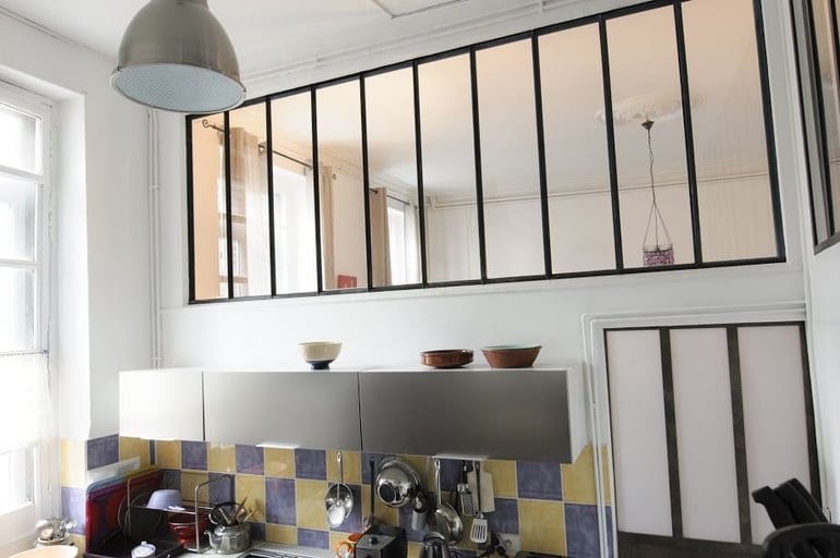 cuisine avec verrière style industriel